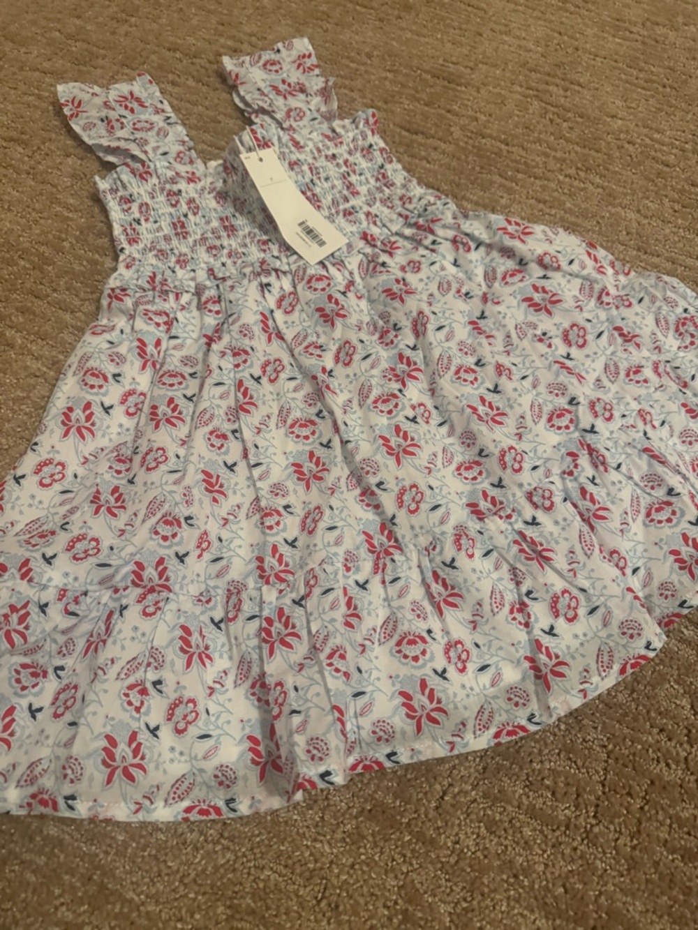 Janie and Jack White Tank Dress with Pink and Blue Floral Print